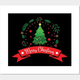 Merry Christmas xmas tree Posters and Art